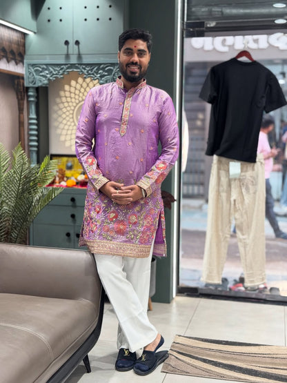 SHAGUN FASHION Premium Floral Embroidered Kurta Set for Men | Festive & Wedding Wear