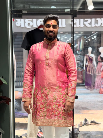SHAGUN FASHION Premium Floral Embroidered Kurta Set for Men | Festive & Wedding Wear
