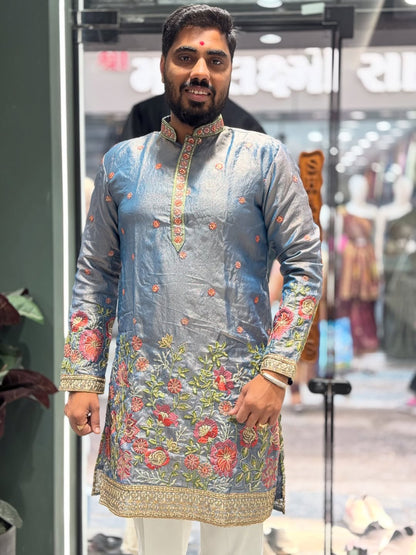 SHAGUN FASHION Premium Floral Embroidered Kurta Set for Men | Festive & Wedding Wear