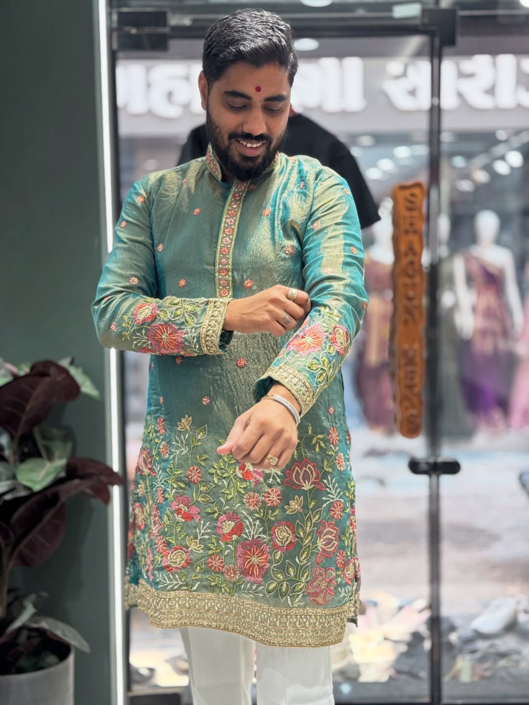 SHAGUN FASHION Premium Floral Embroidered Kurta Set for Men | Festive & Wedding Wear