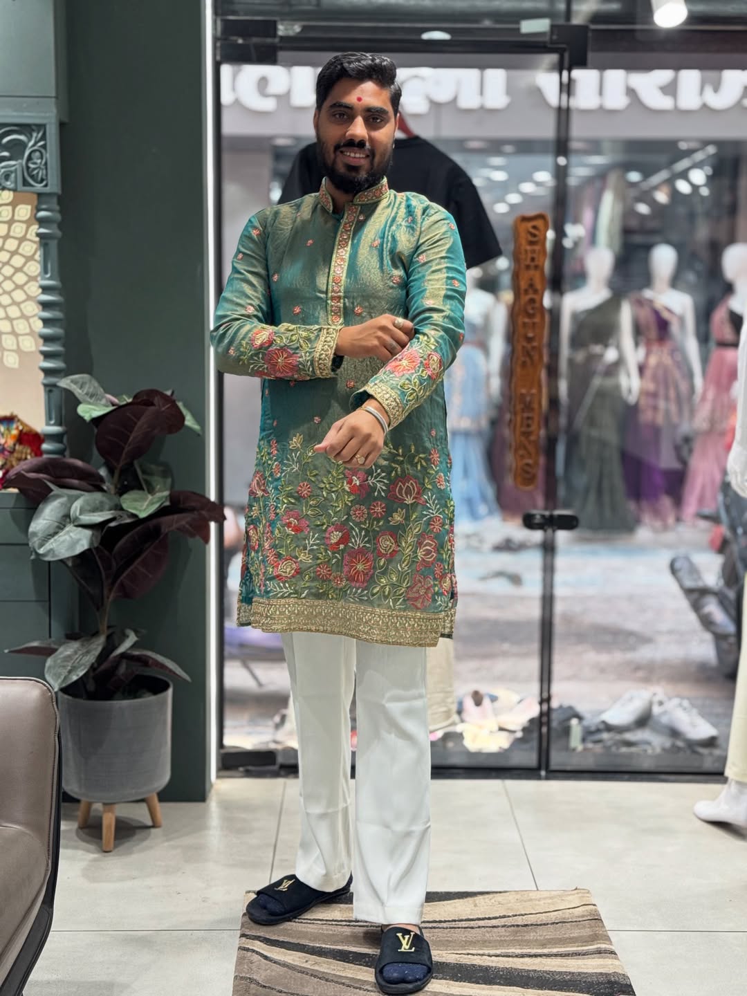 SHAGUN FASHION Premium Floral Embroidered Kurta Set for Men | Festive & Wedding Wear