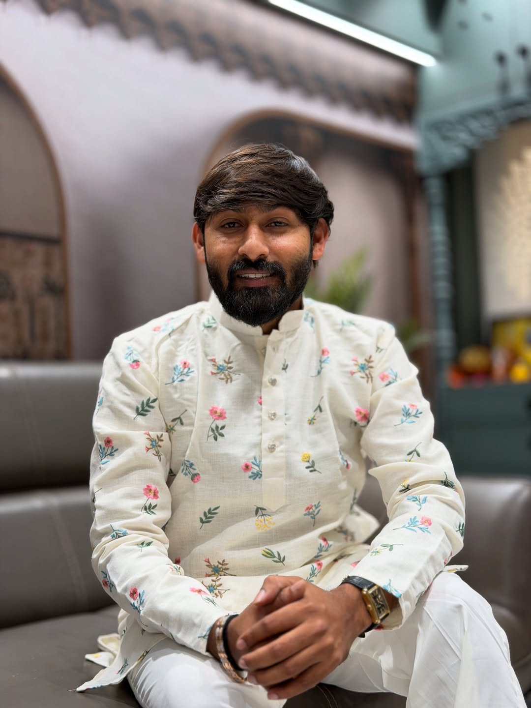 SHAGUN FASHION Pastel Floral Embroidered Kurta Set for Men |  Festive Wear