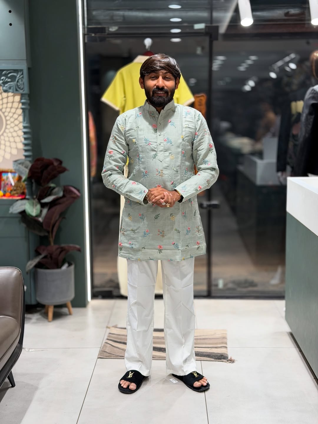 SHAGUN FASHION Pastel Floral Embroidered Kurta Set for Men |  Festive Wear