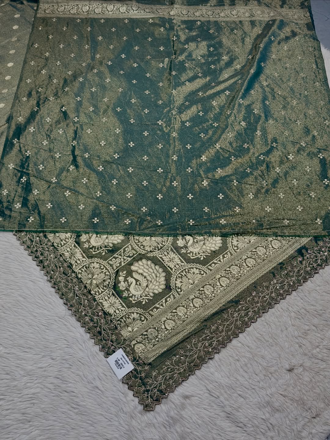 SHAGUN FASHION Banarasi Silk Saree with Peacock Zari Design & Rich Border