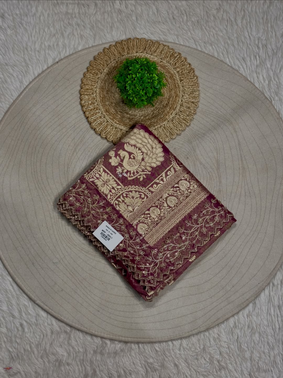 SHAGUN FASHION Banarasi Silk Saree with Peacock Zari Design & Rich Border