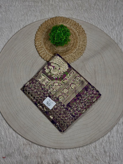 SHAGUN FASHION Banarasi Silk Saree with Peacock Zari Design & Rich Border