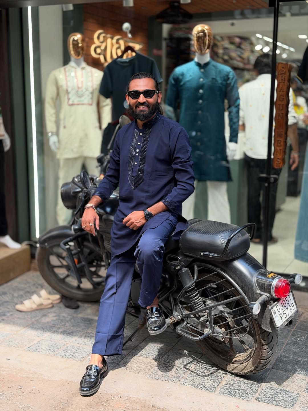 Stylish Men’s Kurta Pajama Set (Navy Blue & Dusty Grey) | Daily & Festive Wear by SHAGUN FASHION