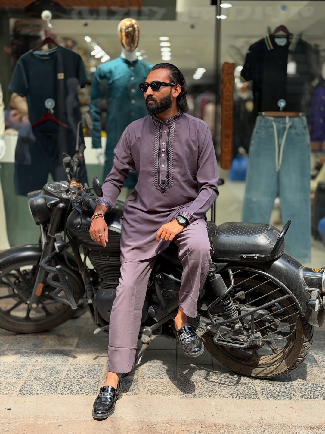 Stylish Men’s Kurta Pajama Set (Navy Blue & Dusty Grey) | Daily & Festive Wear by SHAGUN FASHION