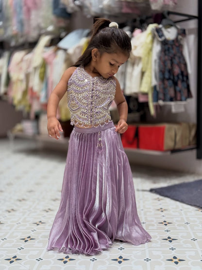 Cute Lavender Party Wear Lehenga Set for Girls by SHAGUN FASHION