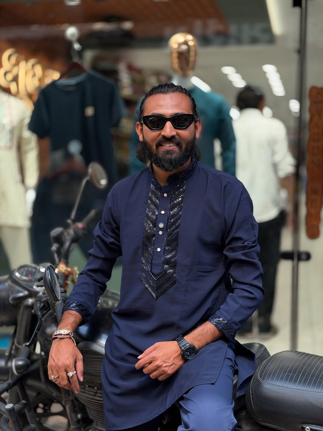 Stylish Men’s Kurta Pajama Set (Navy Blue & Dusty Grey) | Daily & Festive Wear by SHAGUN FASHION