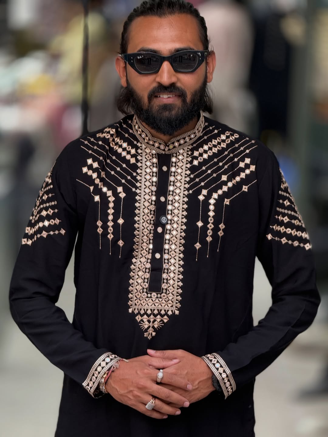 Black Embroidered Festive Kurta Set for Men | Stylish Ethnic Wear by SHAGUN FASHION