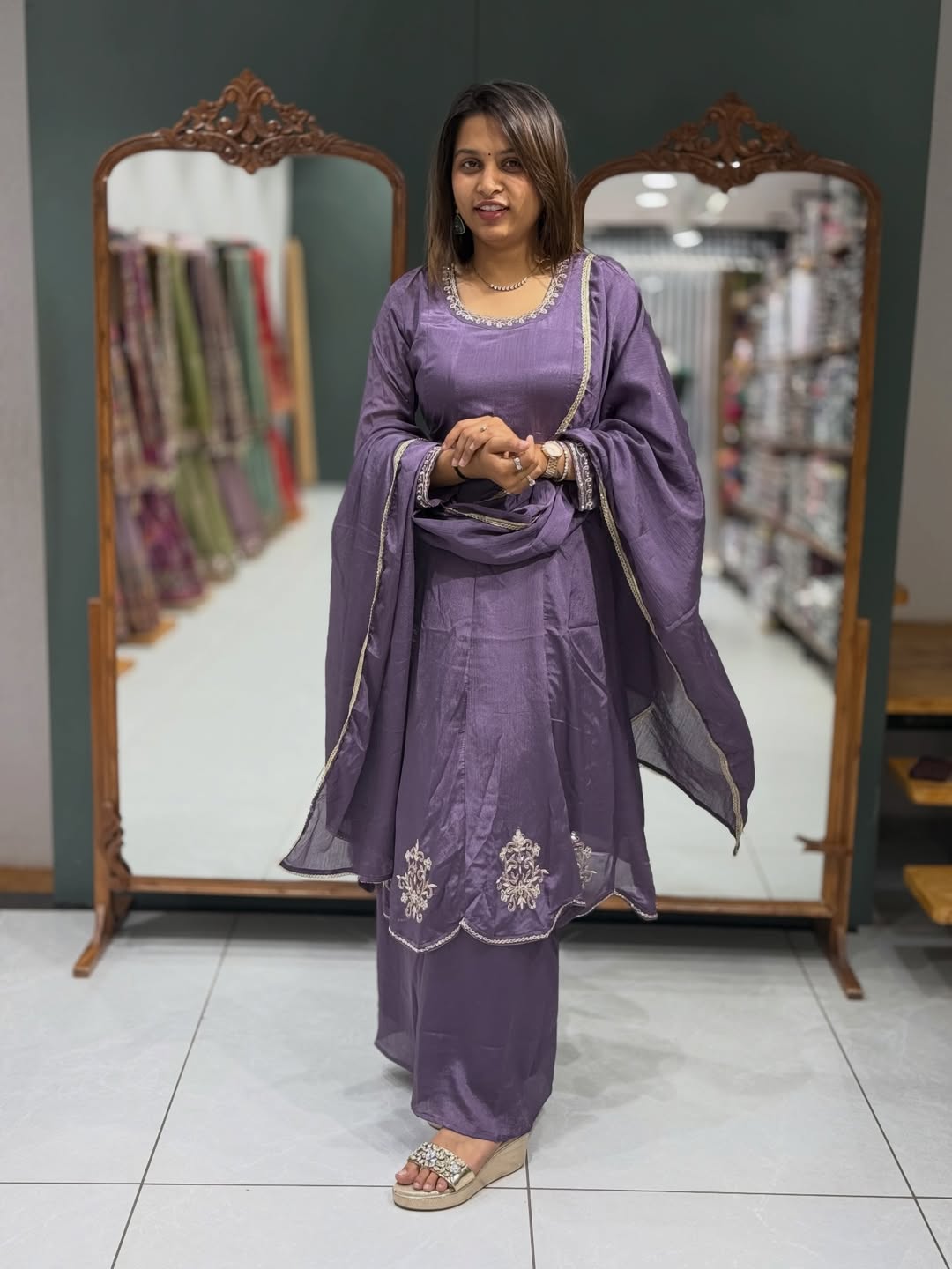 SHAGUN FASHION Women’s Beautiful Embroidered Kurta Palazzo Dupatta Set