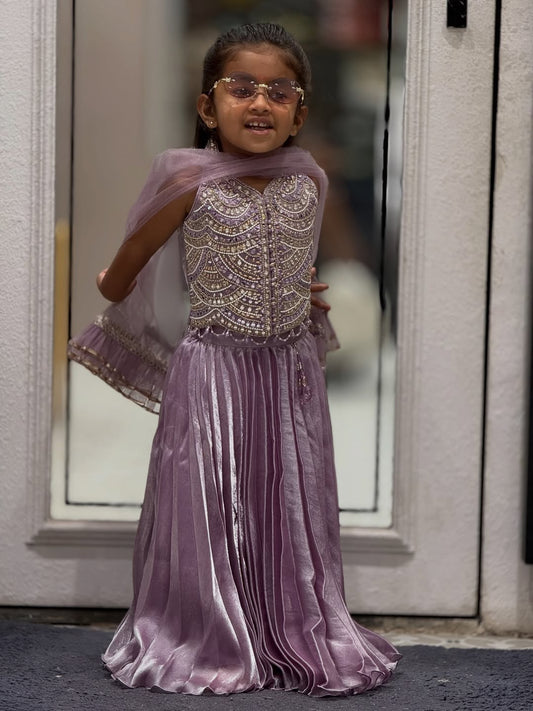 Cute Lavender Party Wear Lehenga Set for Girls by SHAGUN FASHION