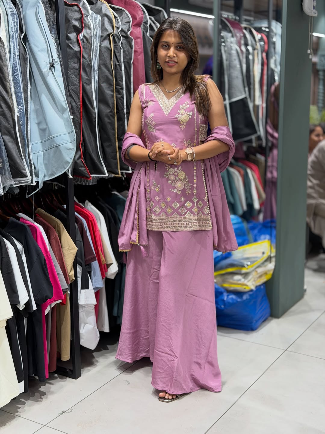 Trendy Embroidered Palazzo Suit Set For Women By SHAGUN FASHION