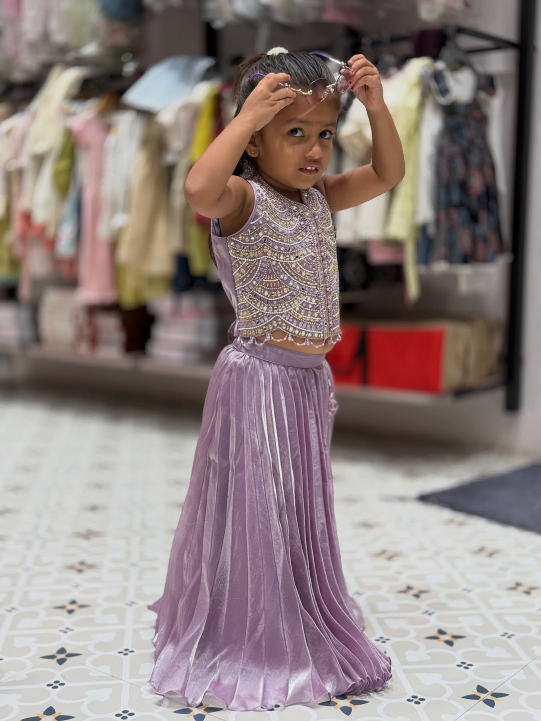 Cute Lavender Party Wear Lehenga Set for Girls by SHAGUN FASHION