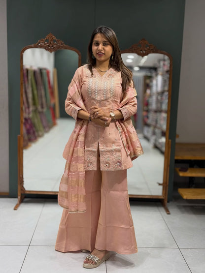 Embroidered Kurta Palazzo Set For Women By SHAGUN FASHION