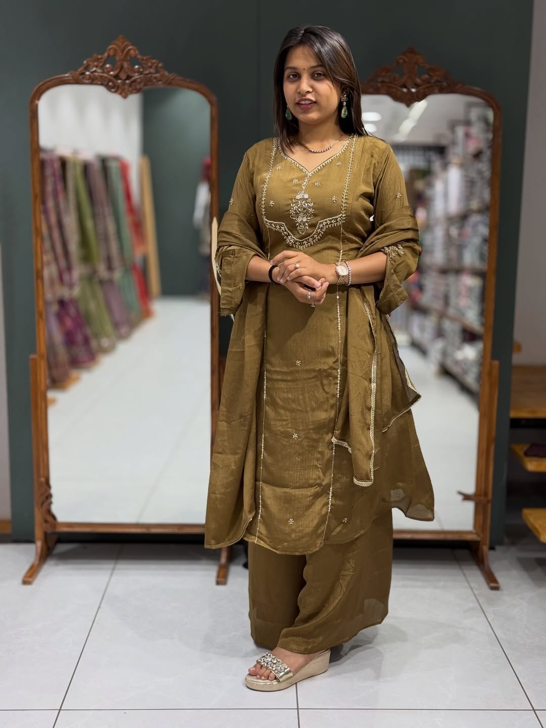 Stylish Embroidered Kurta Palazzo Set For Women By SHAGUN FASHION