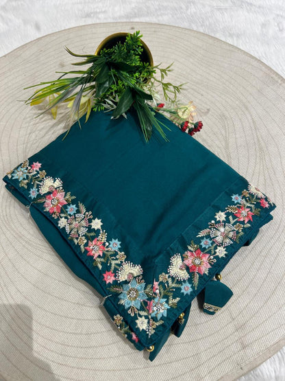 Elegant Organza Saree with Border Work & Designer Blouse🌸✨