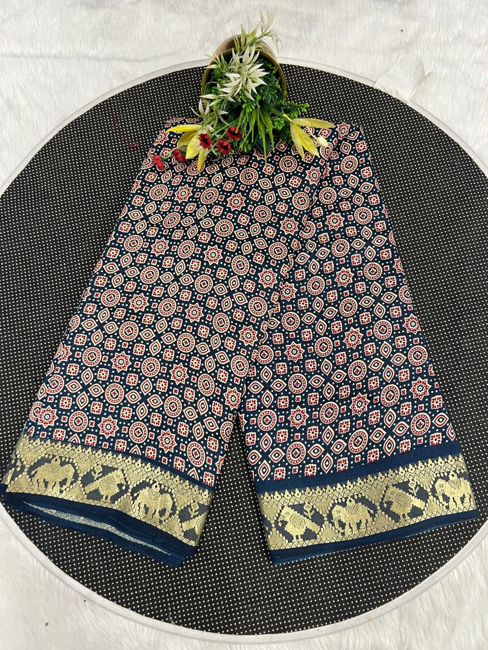Stunning Ajarakh Saree – Tradition at an Affordable Price 🌿✨