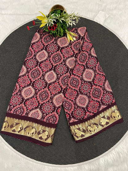 🌟 Elegant Ajrakh Saree with Golden Border ✨ | Traditional Craft Meets Royal Touch 👑 | Festive & Ethnic Wear 💃