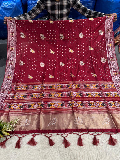 Exquisite Patola Saree with Lagdi Patto – Elegant Birds Work on Pallu 🦋✨