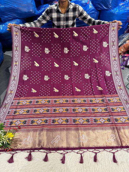 Exquisite Patola Saree with Lagdi Patto – Elegant Birds Work on Pallu 🦋✨