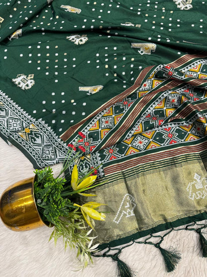 Exquisite Patola Saree with Lagdi Patto – Elegant Birds Work on Pallu 🦋✨