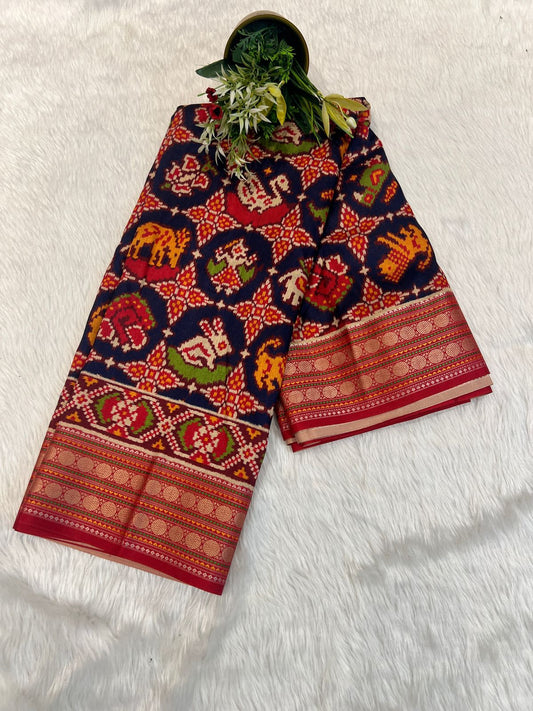 🐦 Double Ikat Patola Saree with Animal & Bird Designs | Affordable Traditional Elegance at ₹2050 🦁