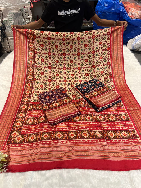 ✨ Designer Double Ikat Patola Saree with Position Circles Design | Traditional Elegance at ₹2050 🌸