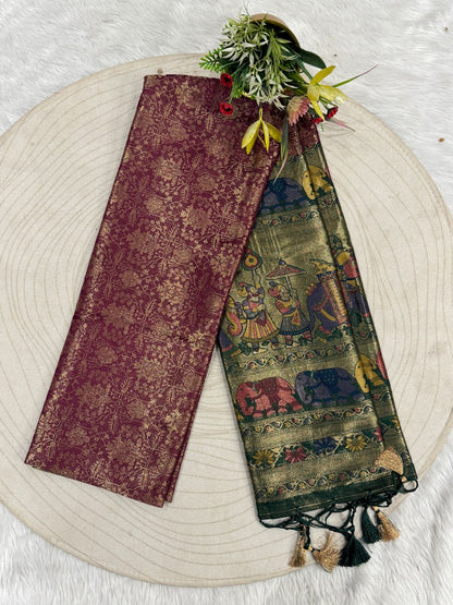 ✨ Elegant Dual-Tone Kanjivaram Silk Saree with Designer Pallu | Traditional Yet Trendy 💃