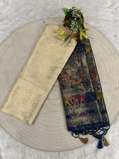 ✨ Elegant Dual-Tone Kanjivaram Silk Saree with Designer Pallu | Traditional Yet Trendy 💃