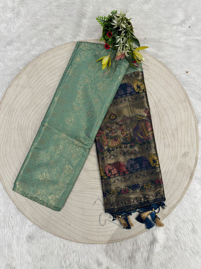✨ Elegant Dual-Tone Kanjivaram Silk Saree with Designer Pallu | Traditional Yet Trendy 💃