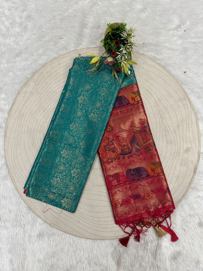 ✨ Elegant Dual-Tone Kanjivaram Silk Saree with Designer Pallu | Traditional Yet Trendy 💃