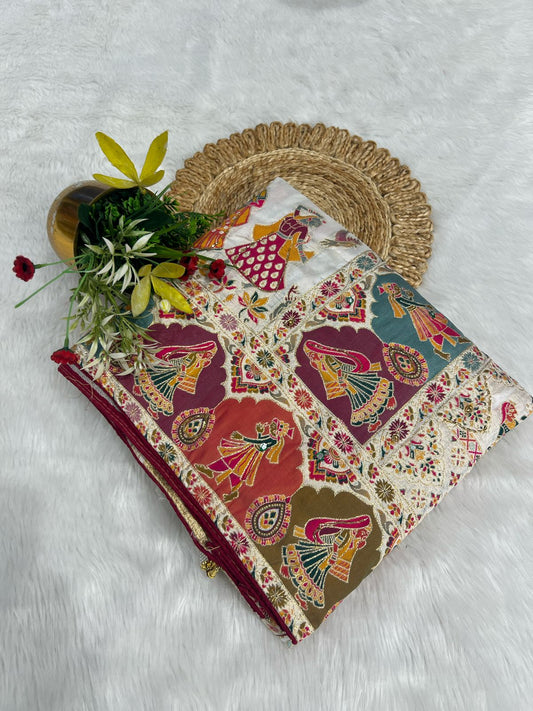 ✨ Cotton Silk Pashmina Saree with Lagdi Patto 💫 | Heavy Pallu & Latkan 💃 | Traditional Border & Bottom Design 🌸