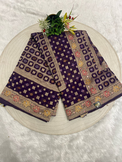 🌿 Pure Georgette Bandhani Saree | Junglo Design 🌺 | Heavy Pallu & All-Over Work ✨ | Traditional Elegance 💃