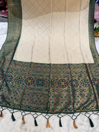 ✨ Dharmavaram Soft Silk Saree 💕 | Dual Tone Beauty 🌈 | Handwoven Pallu with Latkan 💫 | Festive Must-Have 🎉