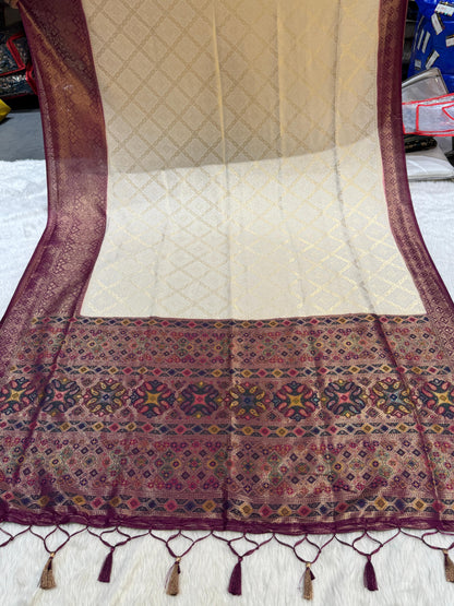 ✨ Dharmavaram Soft Silk Saree 💕 | Dual Tone Beauty 🌈 | Handwoven Pallu with Latkan 💫 | Festive Must-Have 🎉