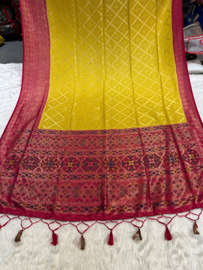 ✨ Dharmavaram Soft Silk Saree 💕 | Dual Tone Beauty 🌈 | Handwoven Pallu with Latkan 💫 | Festive Must-Have 🎉