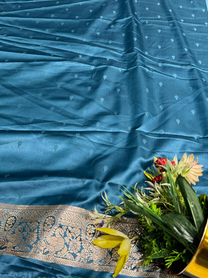 Elegant Pure Satin Silk Saree with Peacock Pallu Design 🦚 | Traditional Gujarati Style | Festive & Wedding Wear