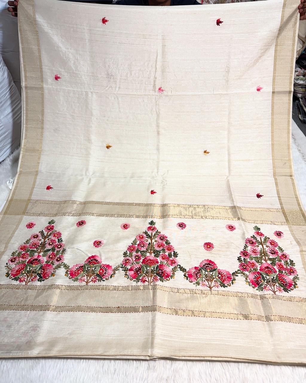Shagun Fashion 🌿 Pure Cotton Designer Saree with Colorful Dhaga Work & Full Worked Blouse | Party Wear Luxury 👑