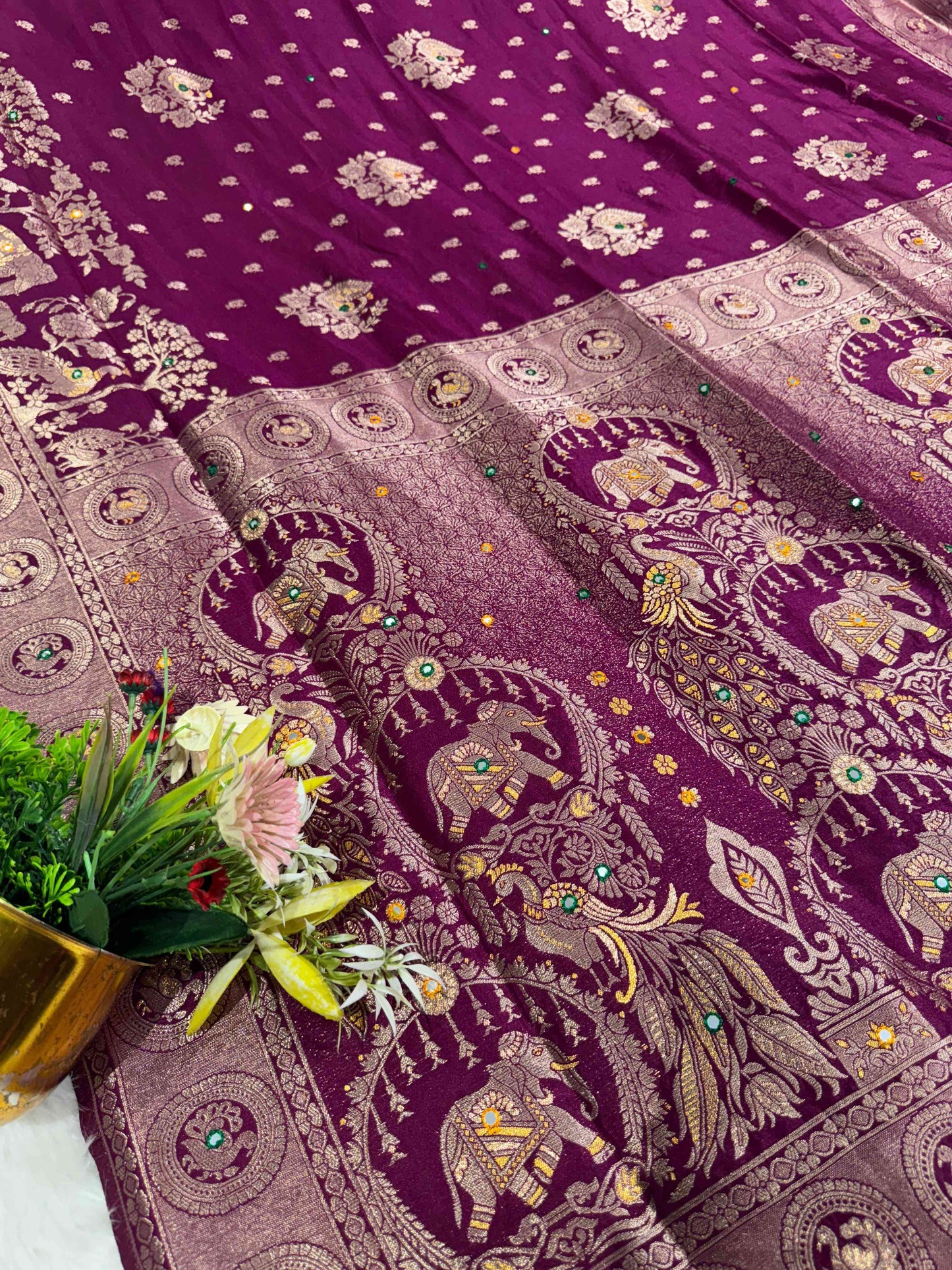 Heavy Designer Silk Saree with Elephant Pallu & Peacock Border Work | Party Wear Saree by Shagun Fashion 🦚🐘✨
