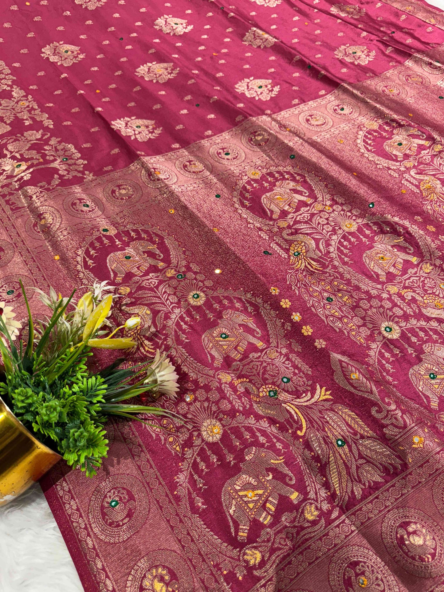 Heavy Designer Silk Saree with Elephant Pallu & Peacock Border Work | Party Wear Saree by Shagun Fashion 🦚🐘✨
