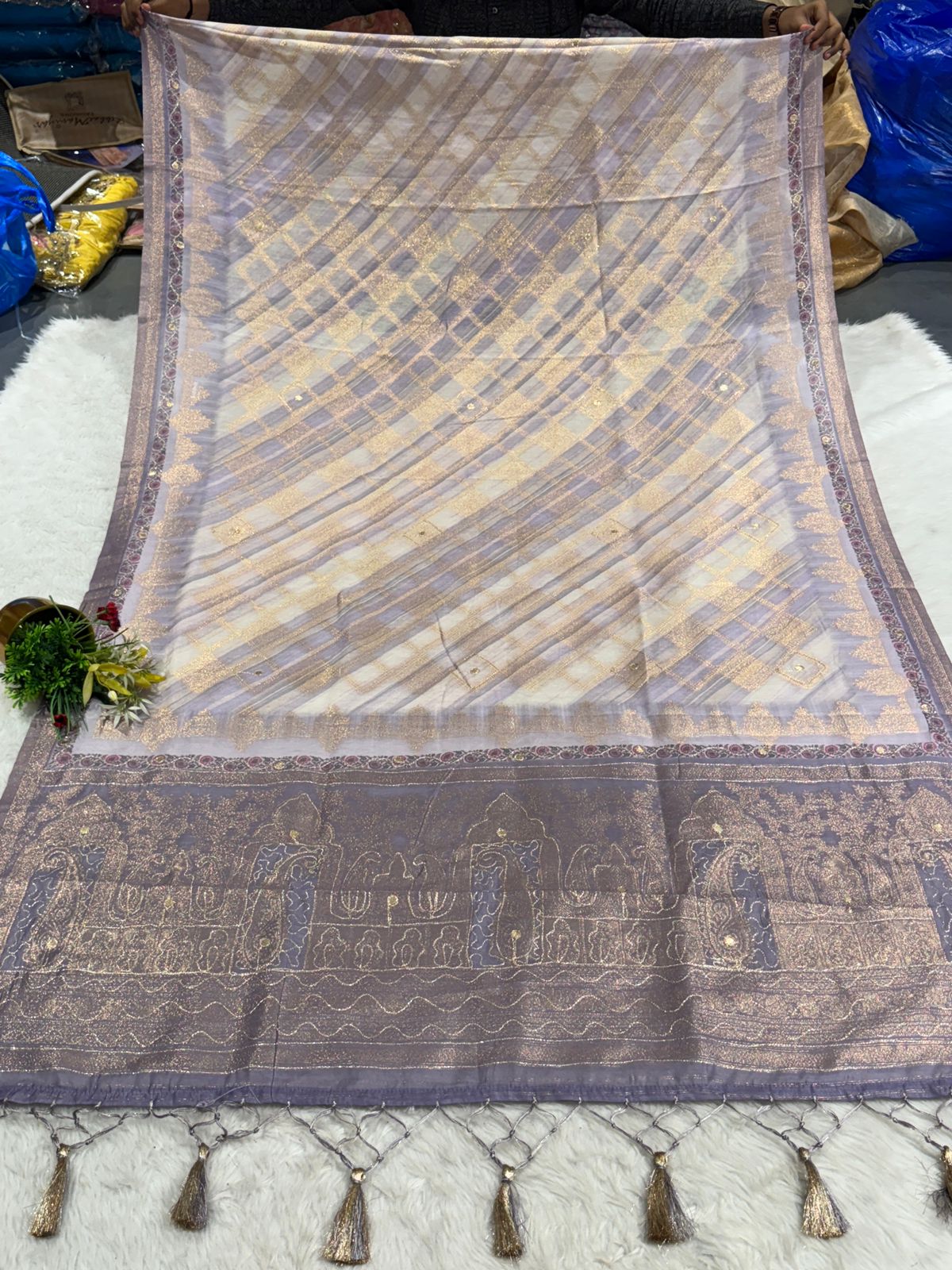Luxury Organza Saree with Heavy Jari Work ✨ | Silky Tissue Designer Saree at ₹1850 | Shagun Sarees & Zankhi Boutique