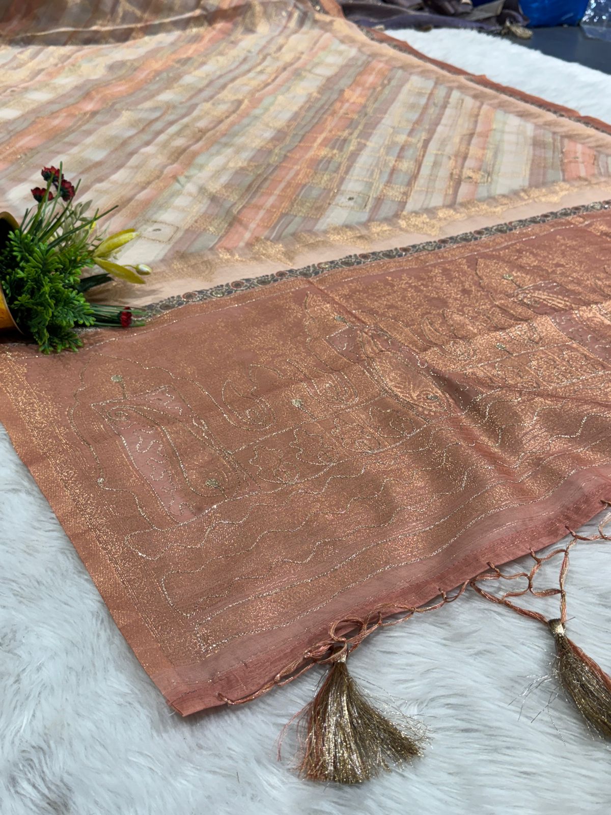 Luxury Organza Saree with Heavy Jari Work ✨ | Silky Tissue Designer Saree at ₹1850 | Shagun Sarees & Zankhi Boutique