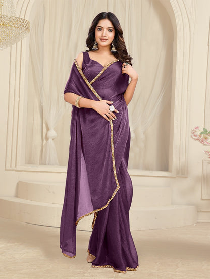 Bollywood Designer Saree with Heavy Lace Border 💃 | Soft Georgette Saree for Wedding & Party Wear | Shagun Fashion Exclusive | Unstiched Blouse