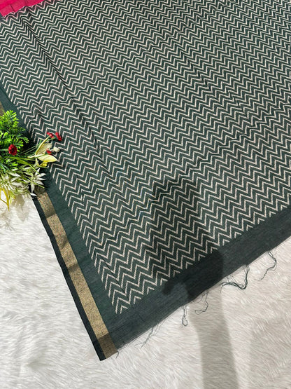 Elegant Mal Cotton Saree with Mirror Work & Ikat Border ✨ | Shagun Fashion Exclusive