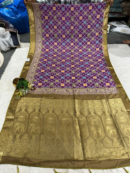"Traditional Patola Style Saree with Rich Zari Elephant Pallu 🐘 | Shagun Fashion Exclusive"