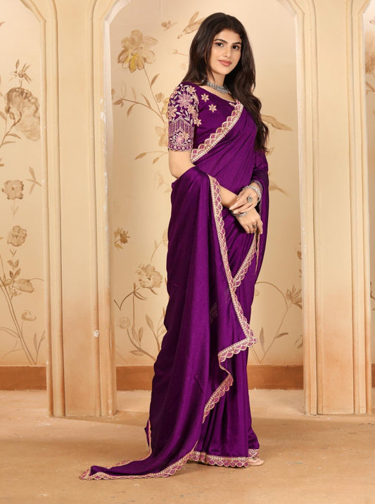 Designer Embroidered Saree with Heavy Blouse for Wedding & Party Wear ✨ | Shagun Fashion Exclusive