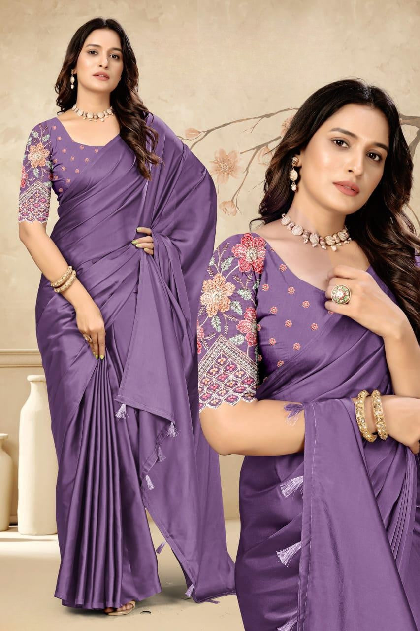 Elegant Embroidered Blouse Saree for Party & Festive Wear ✨ | Designer Saree by Shagun Fashion 🌸