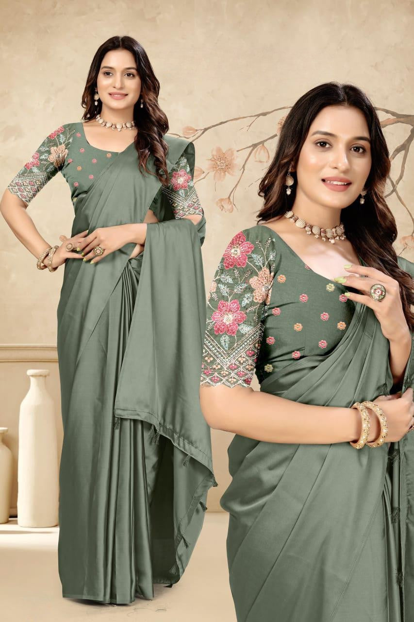Elegant Embroidered Blouse Saree for Party & Festive Wear ✨ | Designer Saree by Shagun Fashion 🌸
